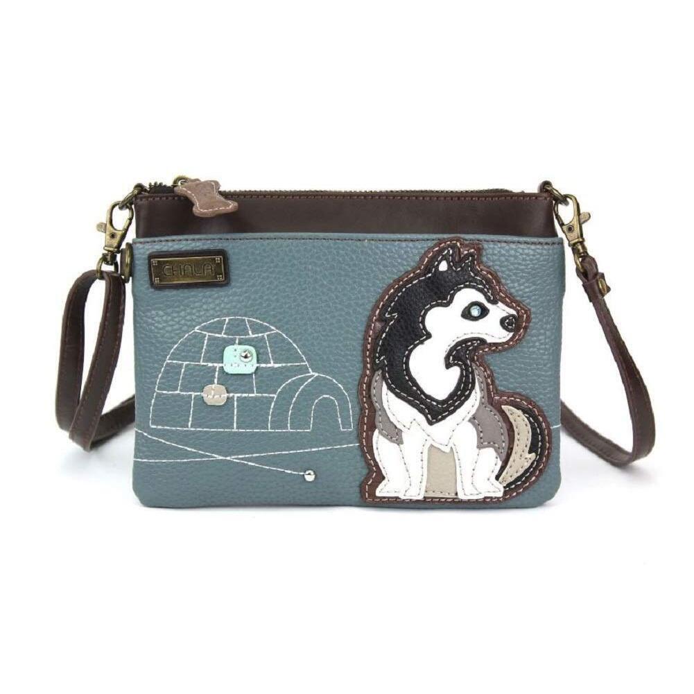2556 Blue Husky Dog Mini Crossbody Handbag